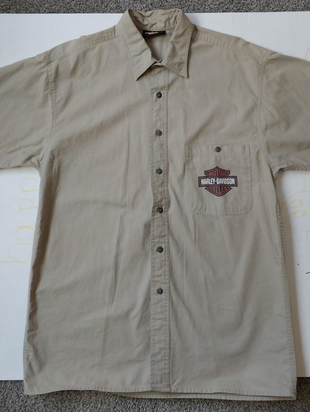 Harley-Davidson Men’s Short Sleeve Button-Up Shirt in Khaki